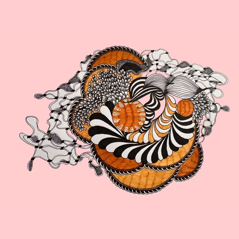 Orange Spiral Black and White Pattern