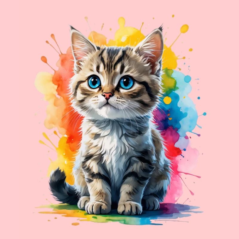 Explosion de couleurs de portrait de chat