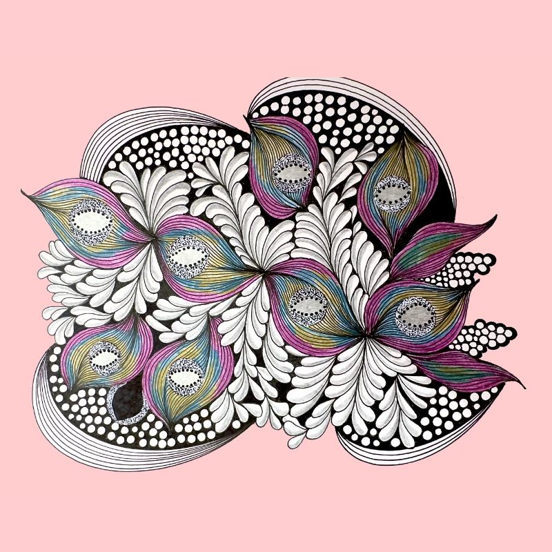 Peacock Feather Doodle Pattern