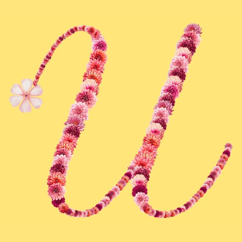 Romantisches Blumenmonogramm "U"