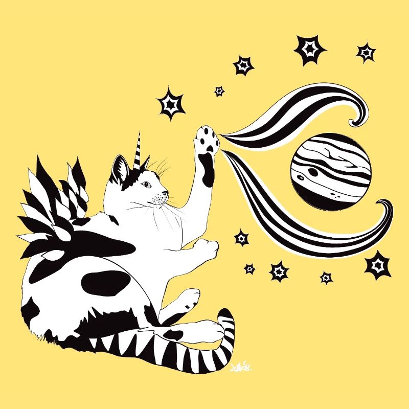 Chat de l’espace dans la danse des planètes