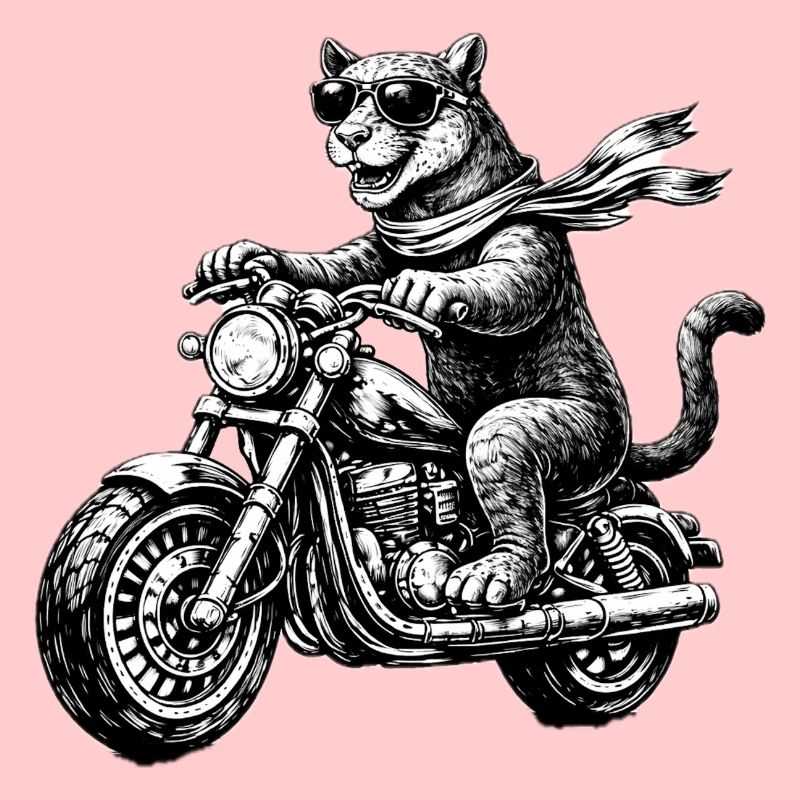 Big cat on motorcycle