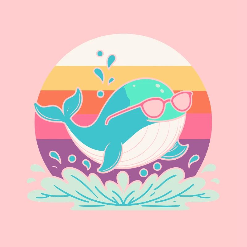 Whale Surf Retro Rainbow