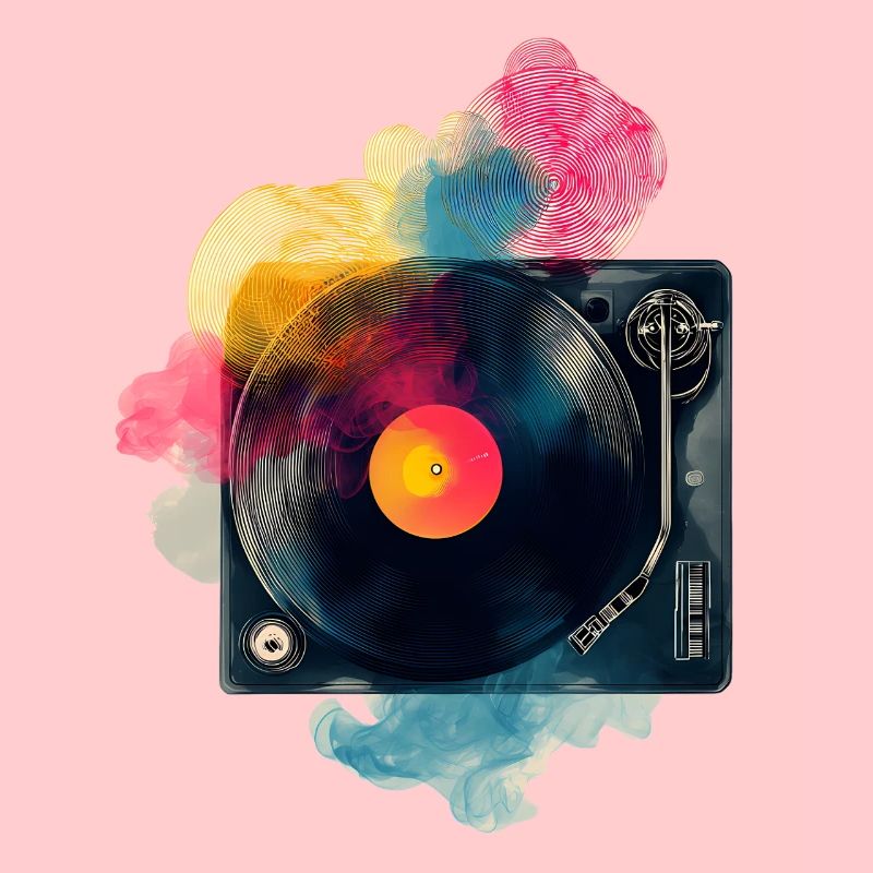 Design de platine vinyle en vinyle à splash couleur