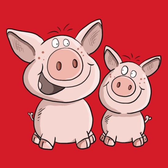 Dos cerditos en la felicidad I Cerdos de dibujos animados' Body de manga  corta bebé | Spreadshirt