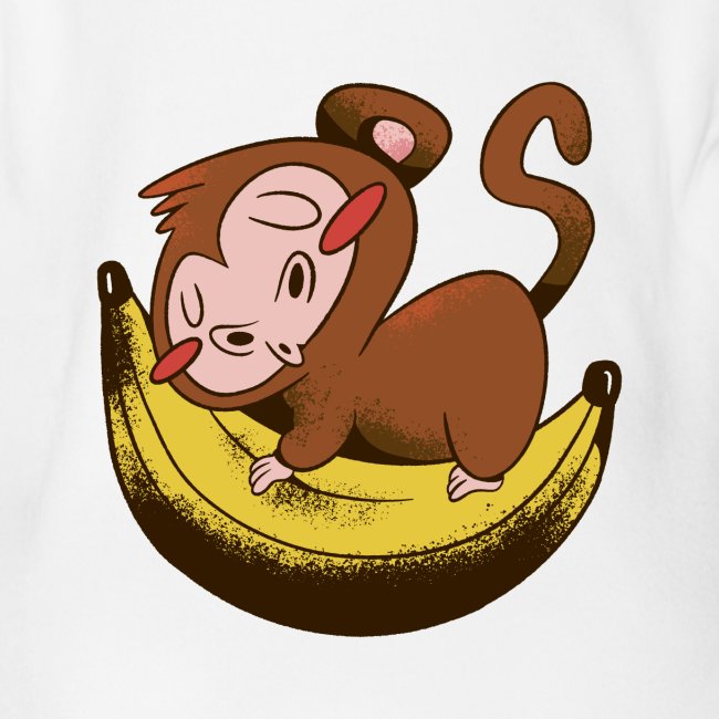 Affe schläft auf einer Banane
