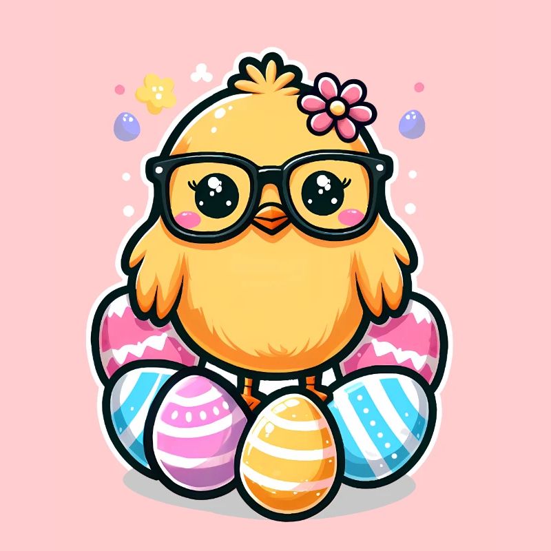 Nerd Easter Cute easter chickling with glasses