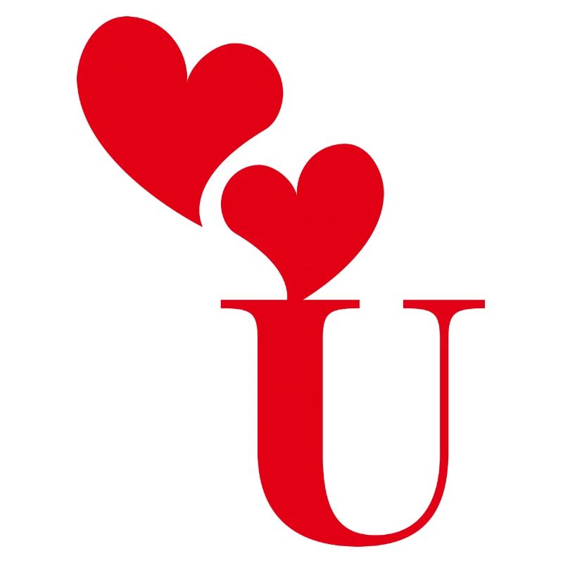 Buchstabe u rotes Herz
