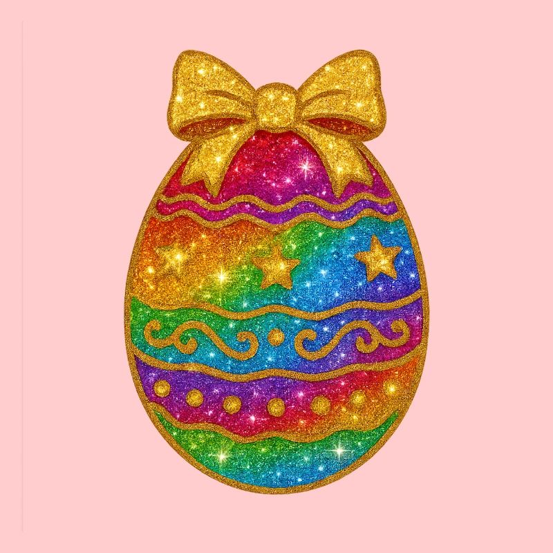 Regenbogen Glitzer-Ei mit Schleife
