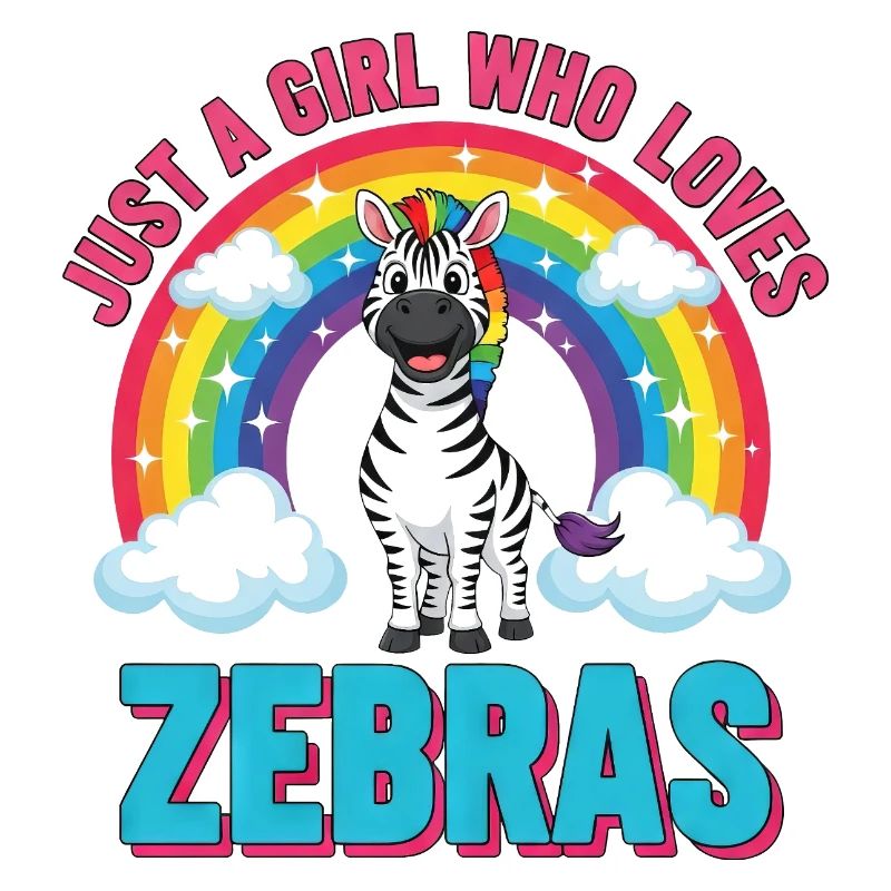 Süßes Zebra Cartoon Regenbogen Mädchen Spruch