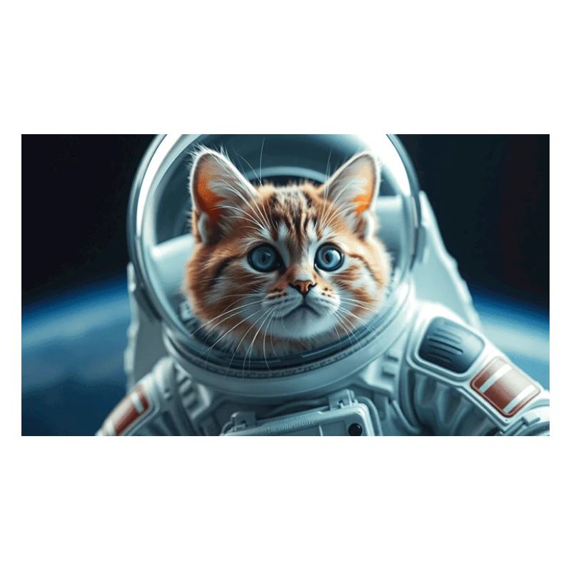 Cat astronaut in orbit