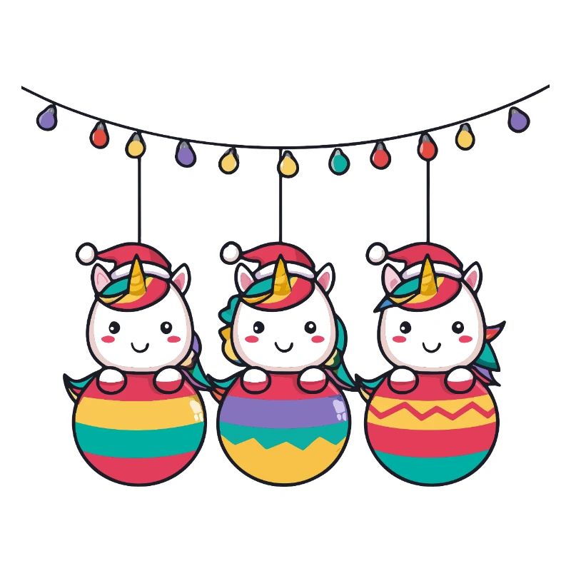Drei Regenbogen-Einhörner Weihnachten