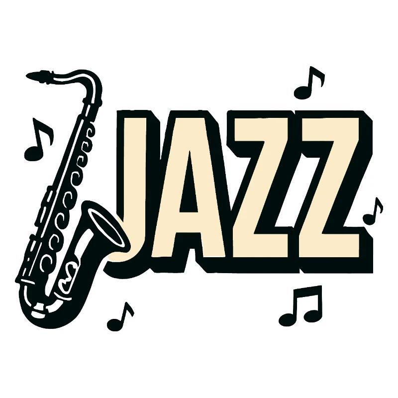 Typography jazz saxophone musical notes