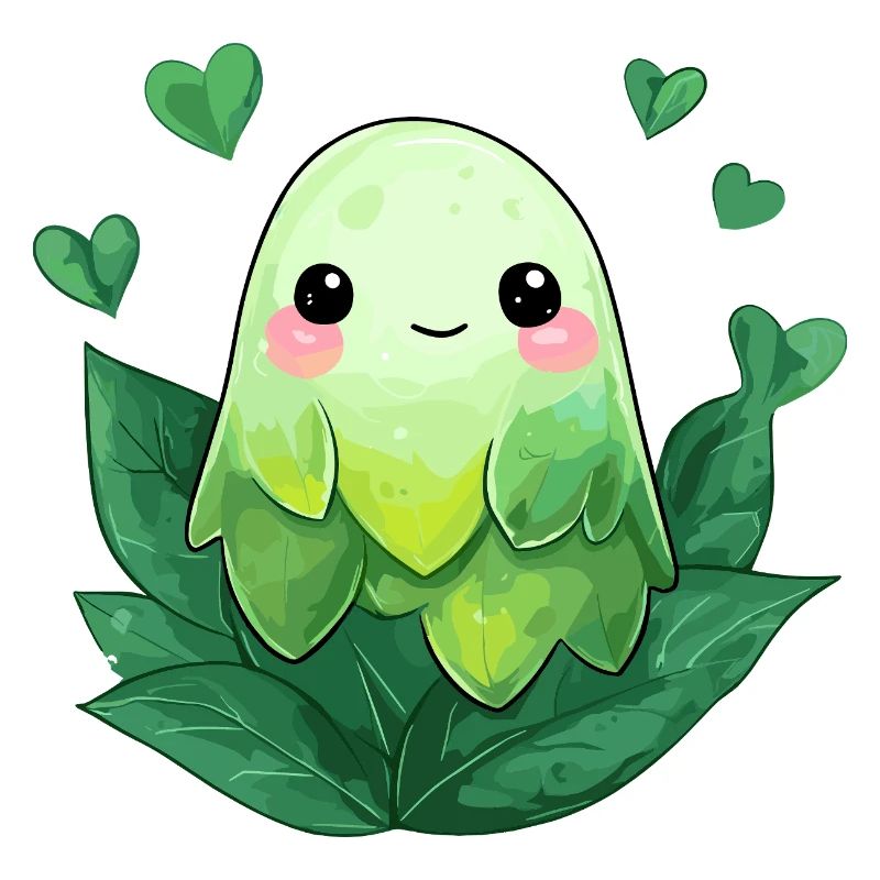 Petite créature feuillue dans des tons de vert