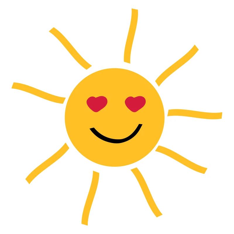 lachende Sonne mit Augen in Herzform
