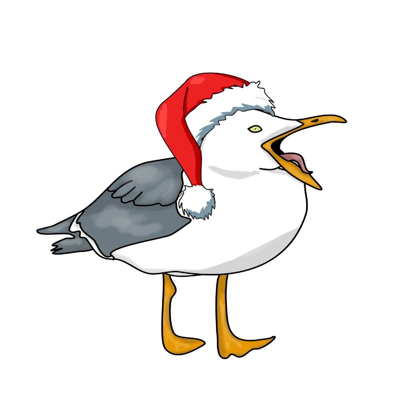 Seagull with Santa hat