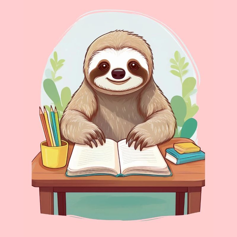 Sloth does homework