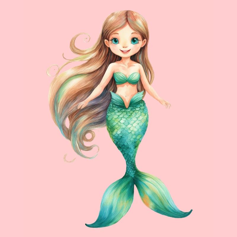 Meerjungfrau oder Nixe mit langen Haaren
