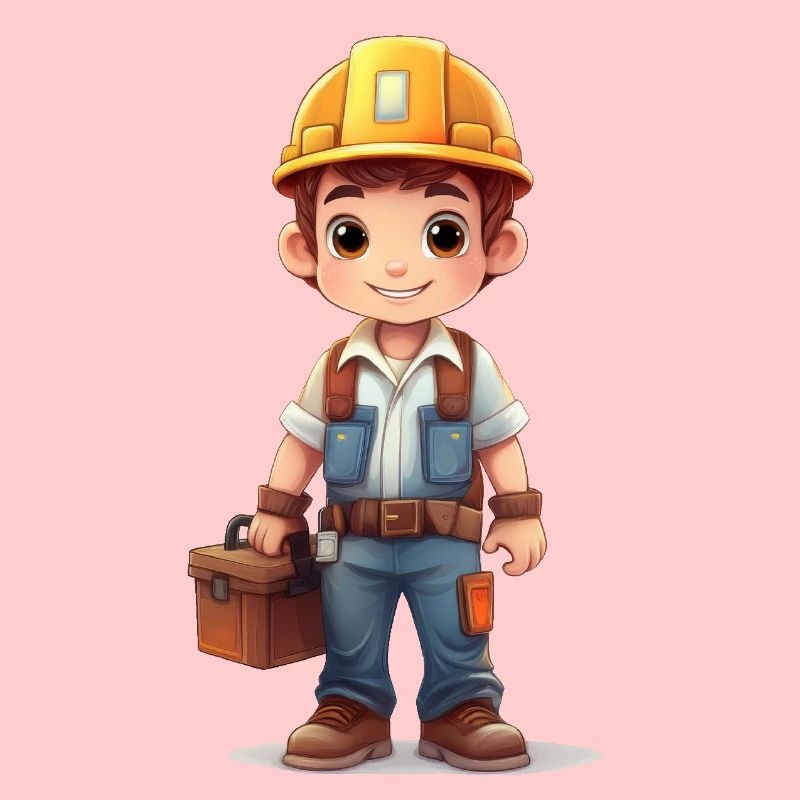 A construction worker with a toolbox
