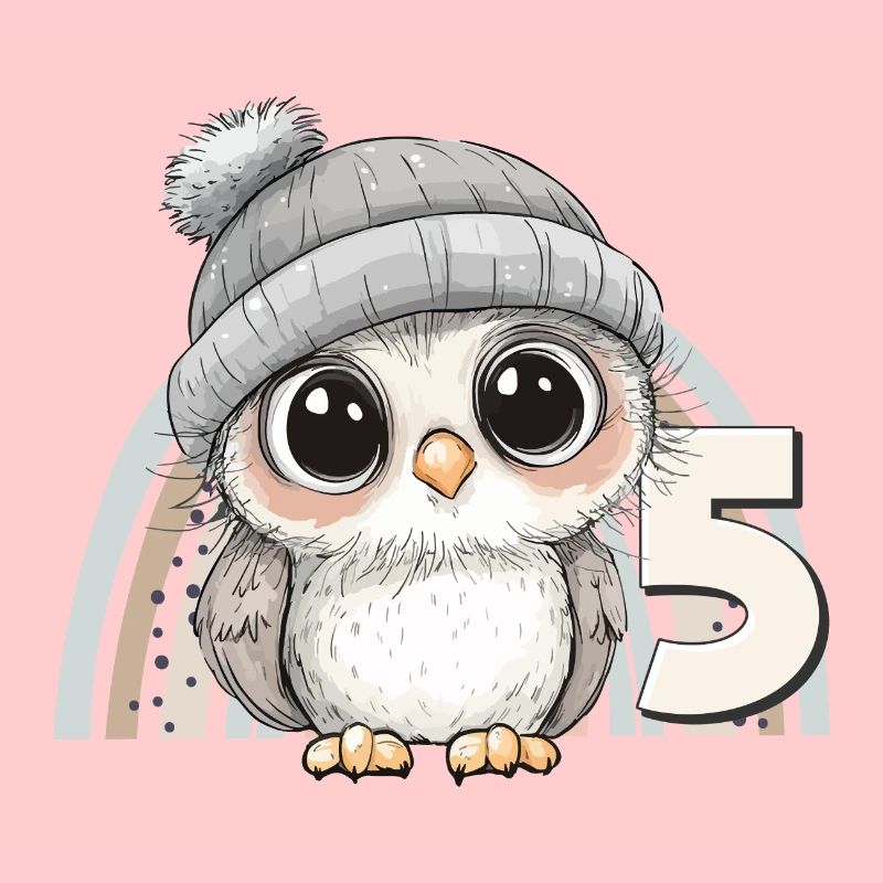 5. Geburtstag Eule Regenbogen Süß Niedlich
