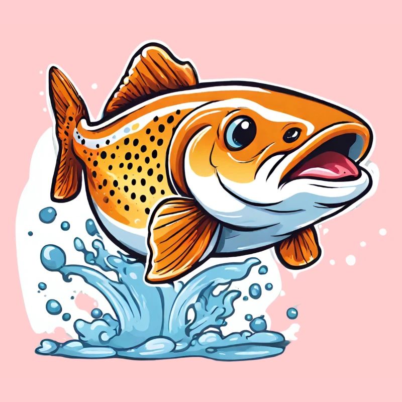Conception de truite en cours d’exécution : Art de poisson coloré et mignon