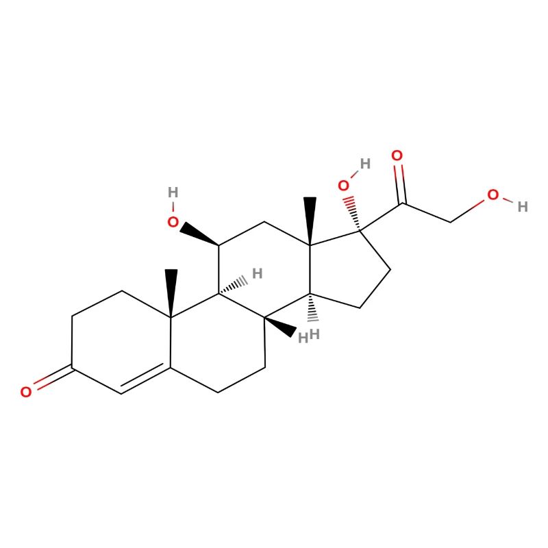 Molécule de cortisol - Formule structurale colorée