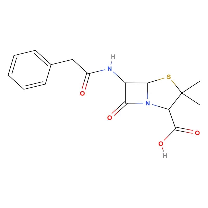 Molécule de pénicilline - Formule structurale colorée
