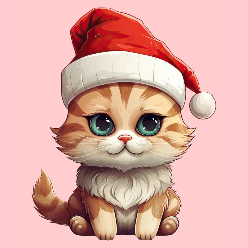 Patte de Noël : Chat mignon avec chapeau 2