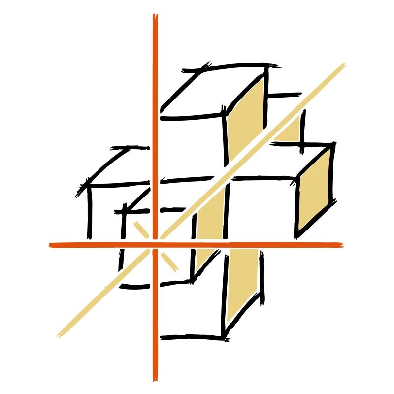 coordinate system. x-y-z axes. cube.