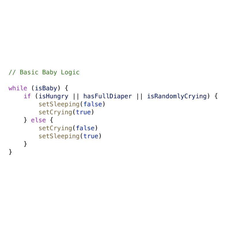 Programmer developer baby logic sleep