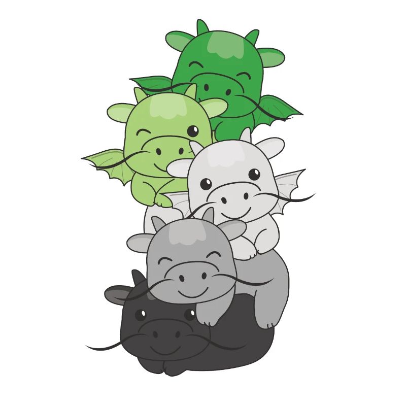 Aromantik Flag Pride LGBTQ Cute Dragon Stack