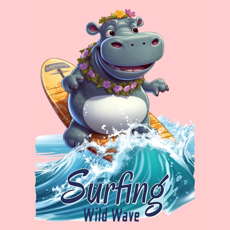 Cooles Nilpferd mit einem Surfbrett - Surfer
