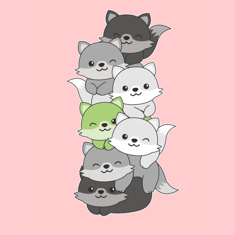 Agender Flag Pride LGBTQ Cute Fox Stack