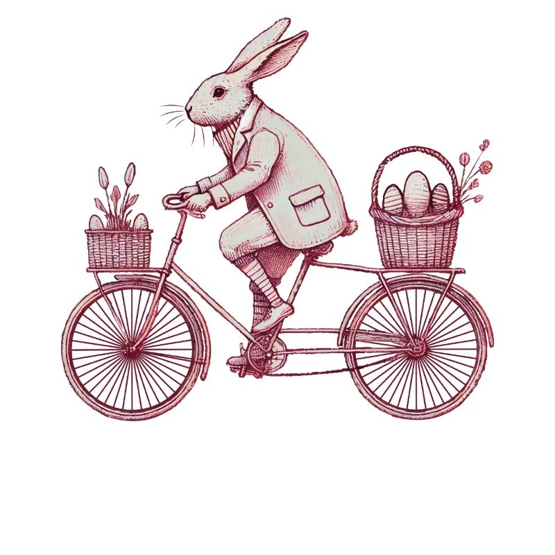 Easter Bunny Bicycle Retro Style