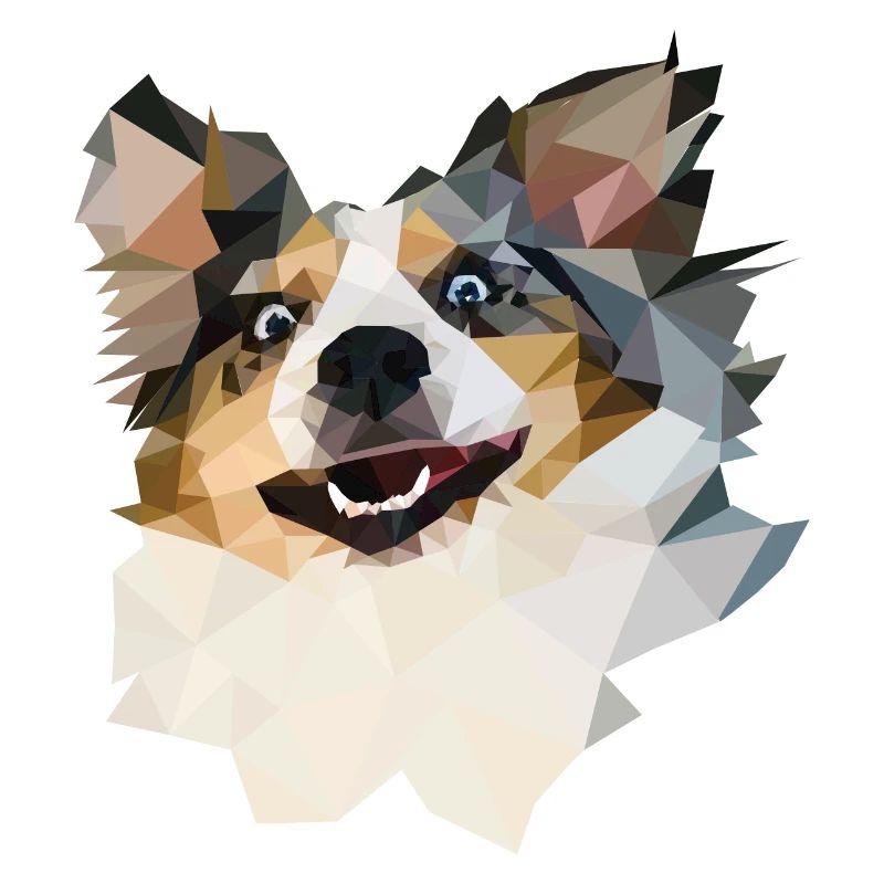 Australian Shepherd, Blue Merle, Polygon Style