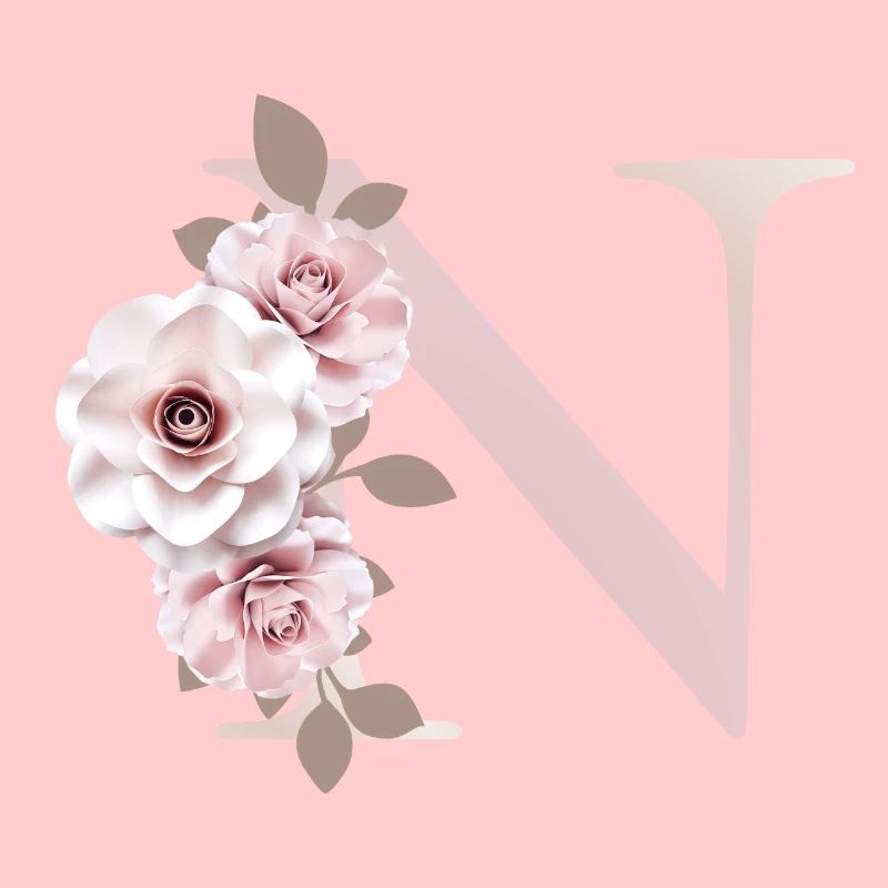 N Buchstabe mit Blumen 3D Effekt