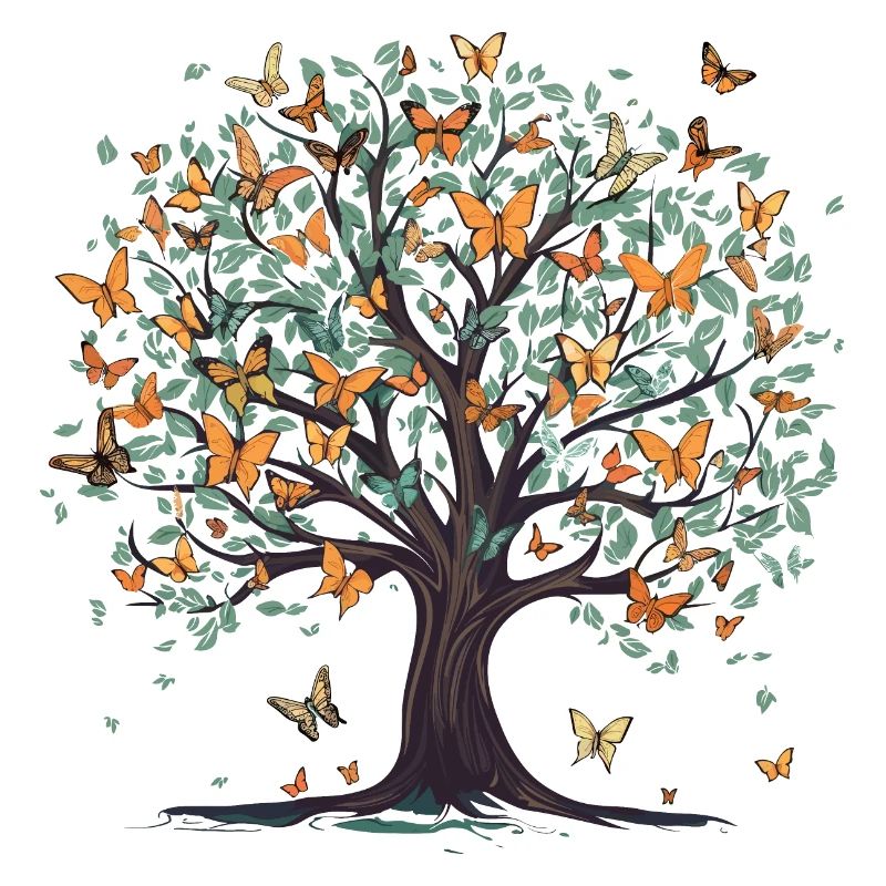 Butterfly Tree Nature Predator Insect