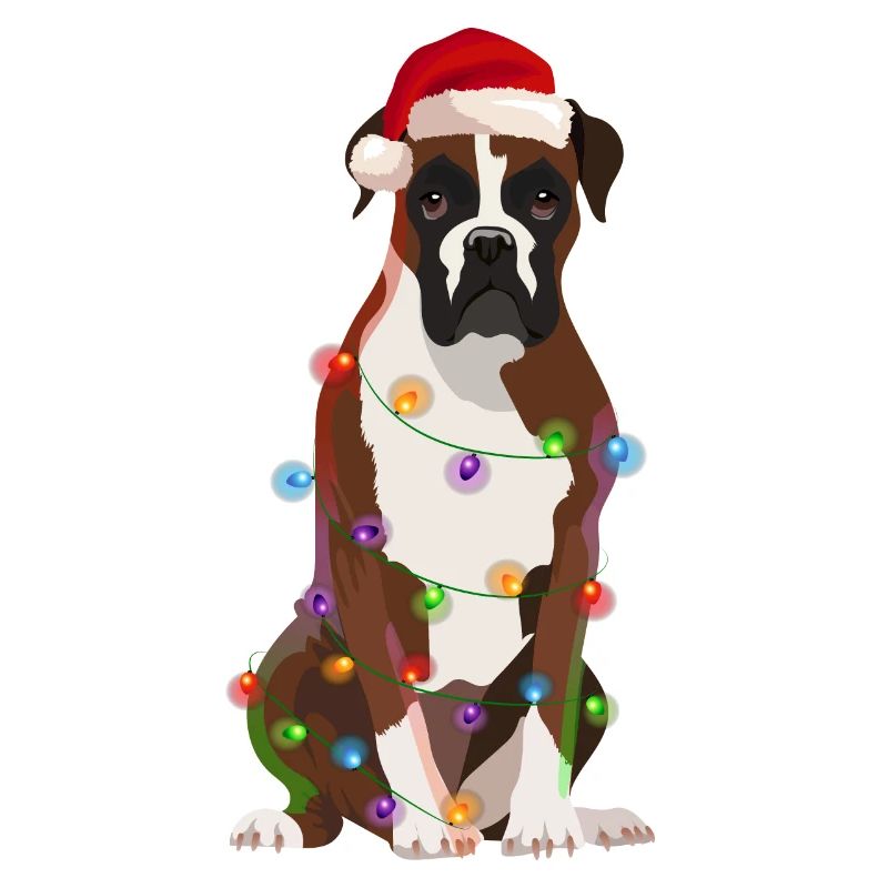 German Boxer Dog String lights Christmas