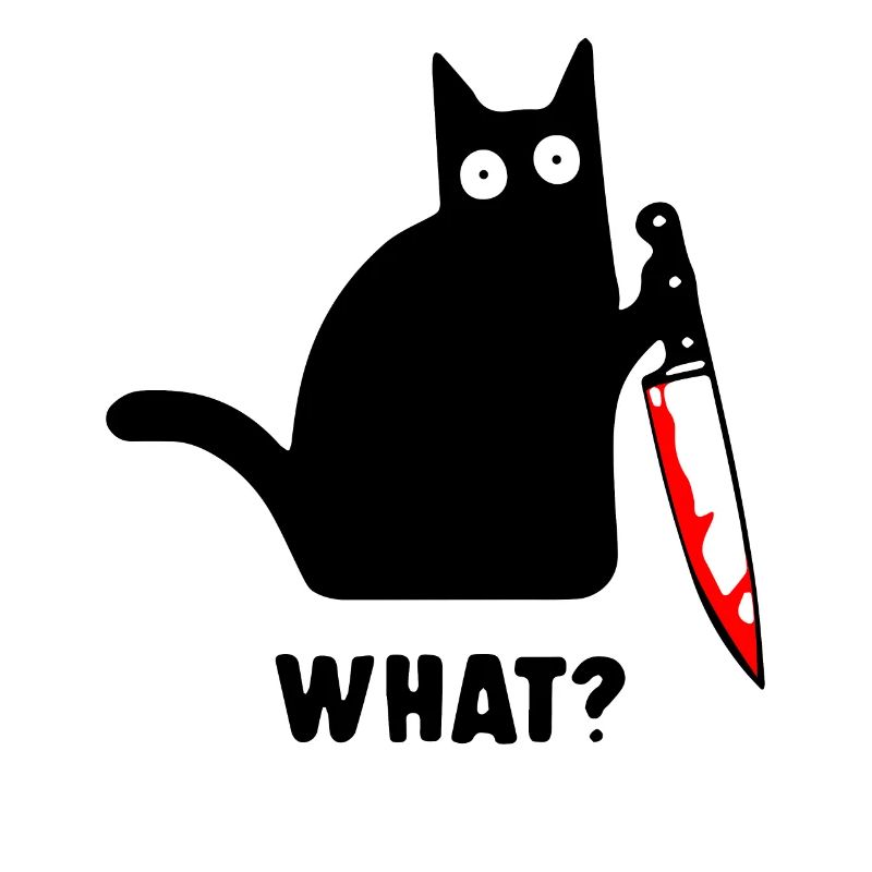 What Scary Katze mit Messer in der Hand
