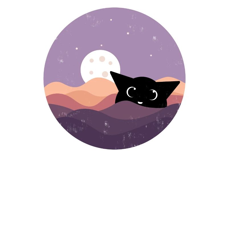 Funny and cute cat with moon in the background