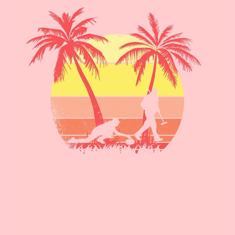 Curling Player Stone Summer Sunset 80s Palm Palm