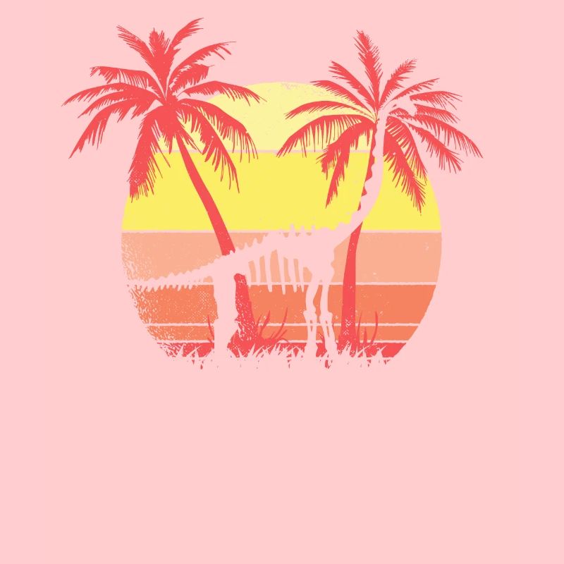 Dinosaur Brachiosaurus Skeleton Summer Sunset 80S