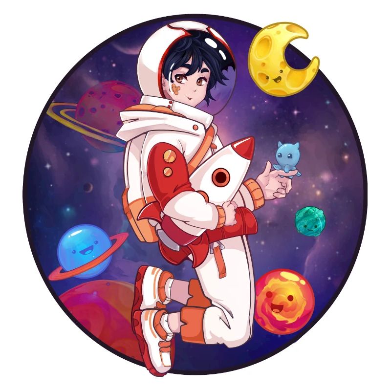 Garçon cosmonaute chibi dans l'espace
