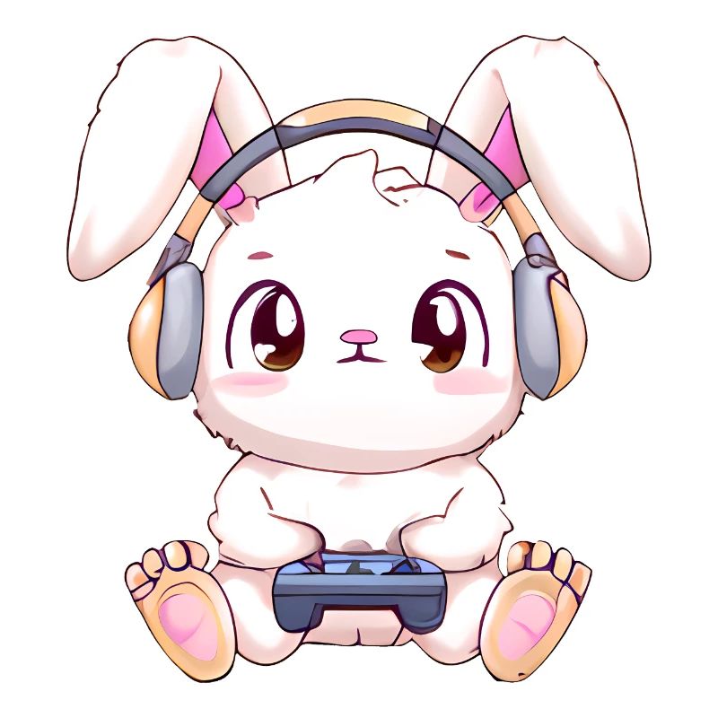 00271 Hase mit Kopfhörer und Controller