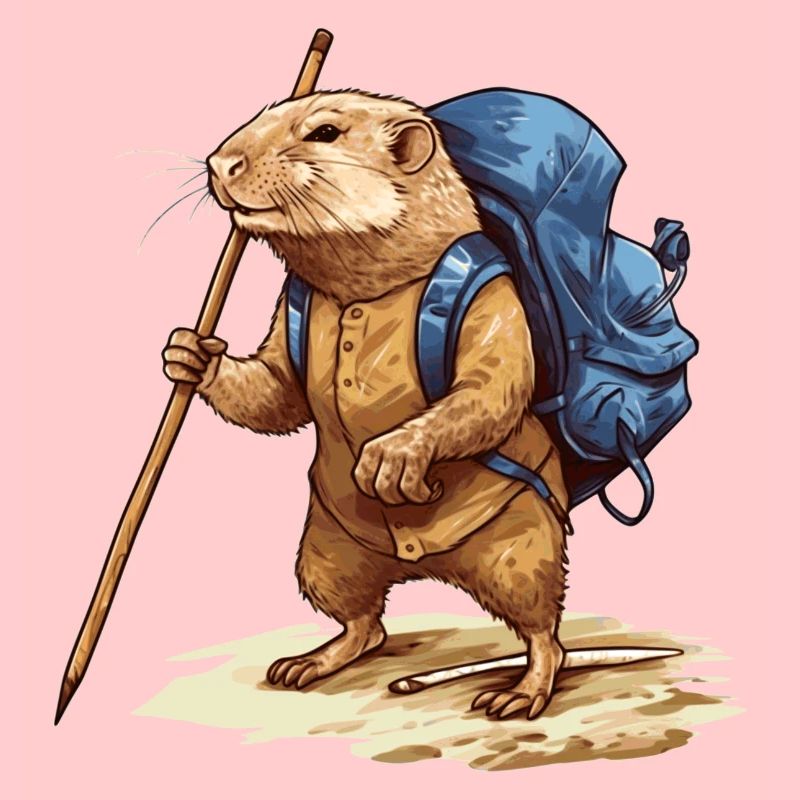 Mole rat explores nature while hiking
