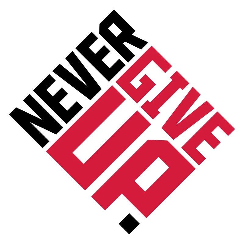 never give up square red cool logo team design ni