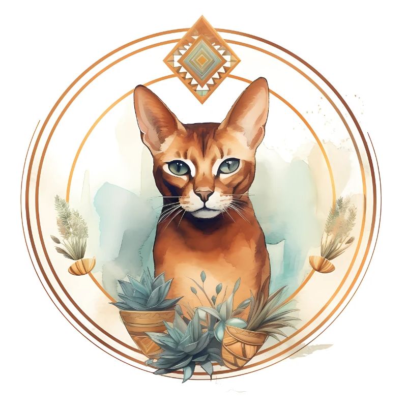 Abyssinian Cat Boho Elements, Cat Lover