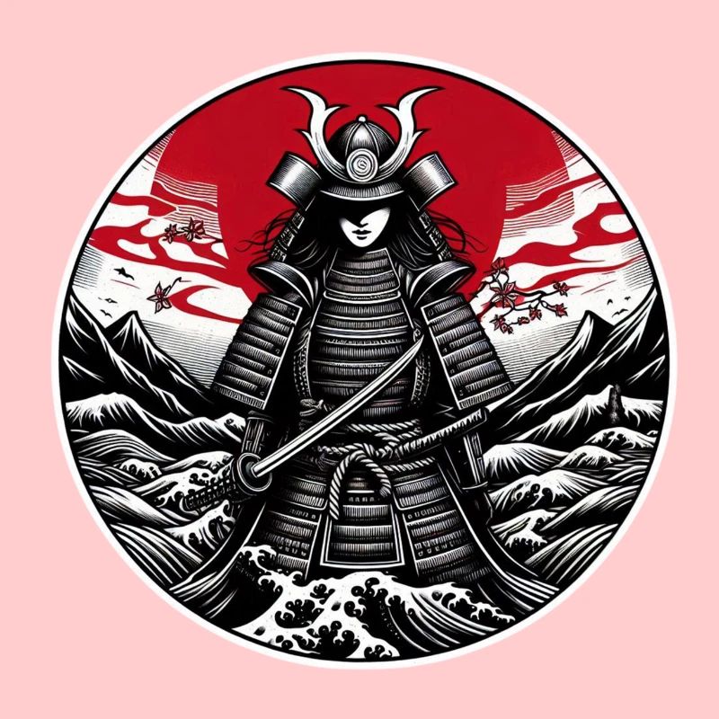 Red Samurai Warrior White