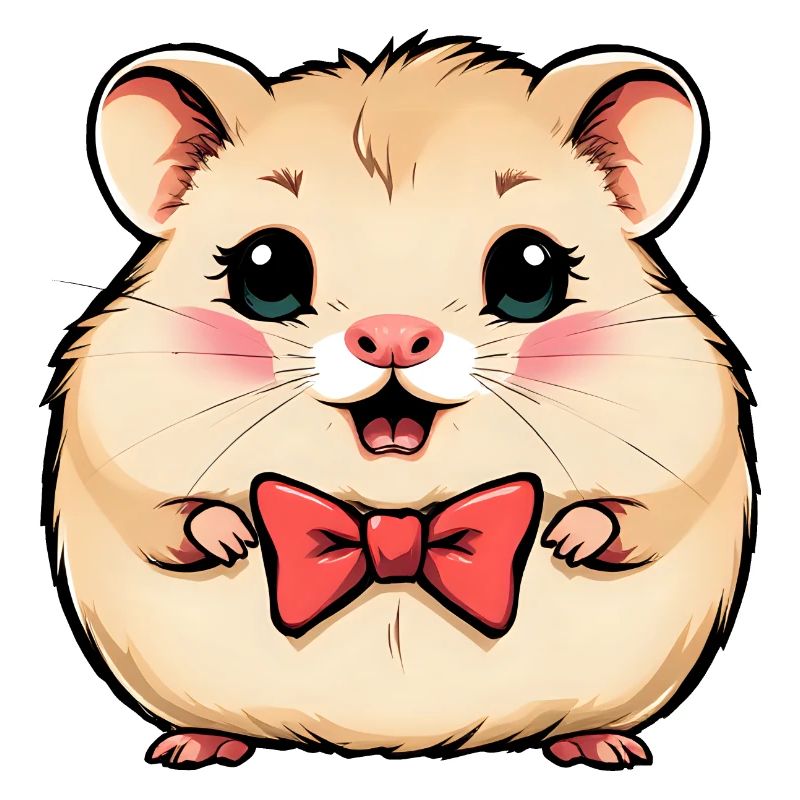 Charming Hamster in a Red Bow Tie