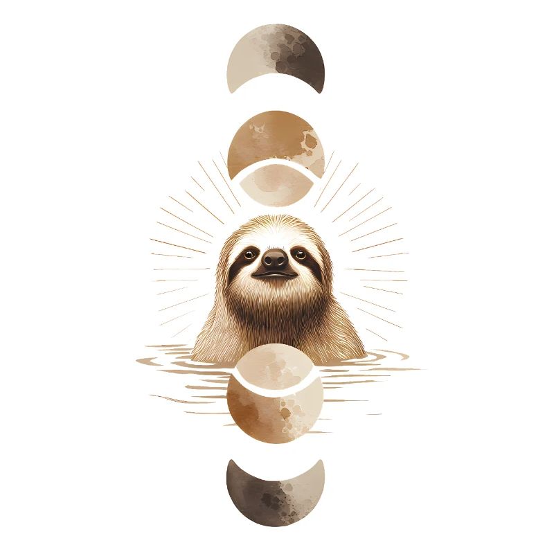 Sloth with Moon Phases Boho Design